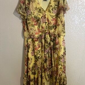 Maison Tara High Low Dress with Floral Print